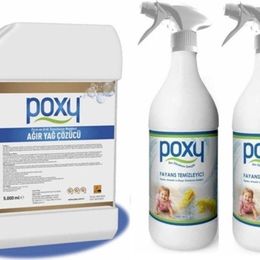 Poxy 5 kg Ağır Yağ Çözücü + 2x1 kg Fayans Temizleyici