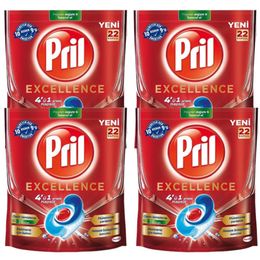 Pril Excellence 4'ü 1 Arada 4x22 Kapsül Bulaşık Makinesi Deterjanı