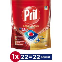 Pril Excellence 5'i 1 Arada 22 Kapsül Bulaşık Makinesi Deterjanı