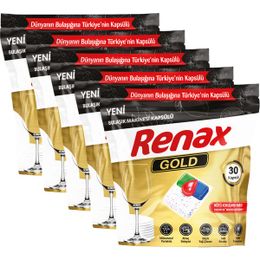 Renax 5x30 Tablet Gold Hepsi Bir Arada Bulaşık Makinesi Kapsülü