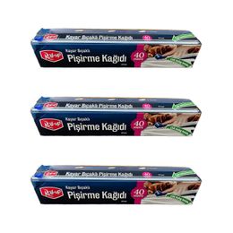 Roll-Up 3 Adet 37 cm 40 mt Kayar Bıçaklı Beyaz Yağlı Fırın Tepsi Pişirme Kızartma Kağıdı