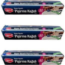 Roll-Up 3 Adet 37 cm 40 mt Kayar Bıçaklı Beyaz Yağlı Fırın Tepsi Pişirme Kızartma Kağıdı