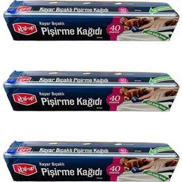 Roll-Up 3 Adet 37 cm 40 mt Kayar Bıçaklı Beyaz Yağlı Fırın Tepsi Pişirme Kızartma Kağıdı