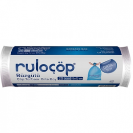 Ruloçöp 10'lu 55x60 cm Orta Boy Kokusuz Büzgülü Çöp Torbası