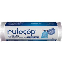 Ruloçöp 10'lu 55x60 cm Orta Boy Kokusuz Büzgülü Çöp Torbası