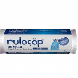 Ruloçöp 50'li 55x60 cm Orta Boy Kokusuz Büzgülü Çöp Torbası