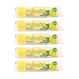 Ruloçöp 5x10'lu Limon Kokulu Büzgülü Orta Boy Çöp Torbası