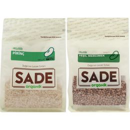Sade Organik  Pirinç 500 gr + Organik Yeşil Mercimek 500 gr