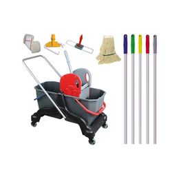 Safell 20 lt Çift Kovalı Temizlik Arabası Plastik Presli Paspas Arabası