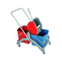 Safell 20 lt Çift Kovalı Temizlik Arabası Plastik Presli Paspas Arabası