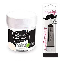 ScrapCooking Doğal Gıda Boyası 40 gr Beyaz + Buzlanma Siyah Kalem