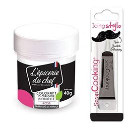ScrapCooking Doğal Gıda Boyası 40 gr Pembe + Buzlanma Siyah Kalem