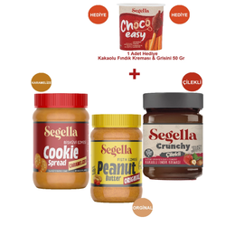 Segella 3x350 gr Karamelize Bisküvi Ezmesi + Fıstık Ezmesi + Çilekli Meyve Parçacıklı Fındık Kreması
