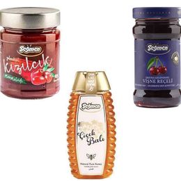 Seğmen 3'lü Set Kızılcık Marmelatı Süzme Çiçek Balı ve Vişne Reçeli