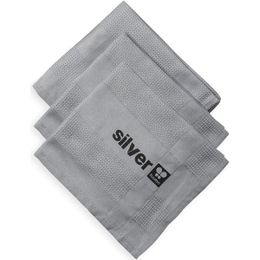 Silver Home 3'lü 42x68 cm Gri Mikrofiber Dekoratif Cam Bezi