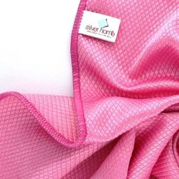 Silver Home 50x70 cm Pembe Mikrofiber Baklava Desenli Cam Temizlik Bezi