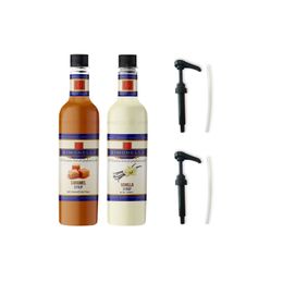 Simonelli 70 cl Karamel Aromalı + 70 cl Vanilya Aromalı Kahve Şurubu + 2 Adet Pompa