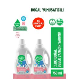 Siveno Konsantre 2x750 ml %100 Doğal Bebek Çamaşır Sabunu Kendinden Yumuşatıcılı Bitkisel Deterjan