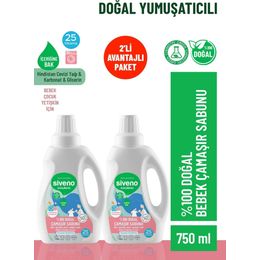 Siveno Konsantre 2x750 ml %100 Doğal Bebek Çamaşır Sabunu Kendinden Yumuşatıcılı Bitkisel Deterjan