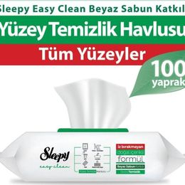 Sleepy 100 Adet Easy Clean Beyaz Sabun Katkılı Yüzey Temizlik Havlusu