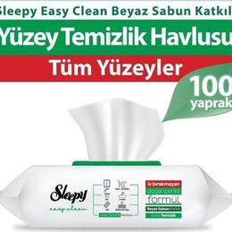 Sleepy 100 Adet Easy Clean Beyaz Sabun Katkılı Yüzey Temizlik Havlusu