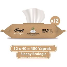 Sleepy 12x40'lı Ecologic Yenidoğan Islak Bebek Bakım Havlusu