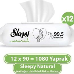 Sleepy 12x90'lı Natural Yenidoğan Islak Mendili