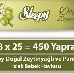 Sleepy 18x25'li Doğal Zeytinyağlı ve Pamuklu Islak Bebek Havlusu