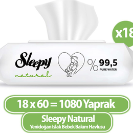 Sleepy 18x60'lı Natural Yenidoğan Islak Havlu Mendil