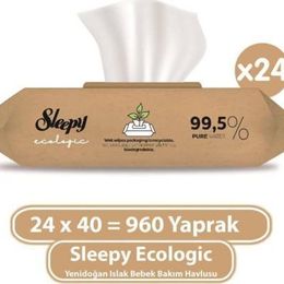 Sleepy 24x40'lı Ecologic Yenidoğan Islak Bebek Bakım Havlusu