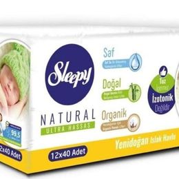 Sleepy 24x40'lı Natural Yenidoğan Islak Pamuklu Havlu