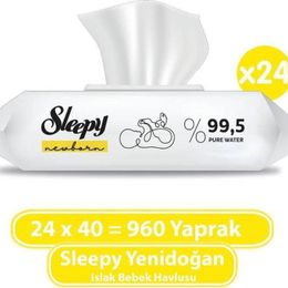 Sleepy 24x40'lı Yenidoğan Islak Bebek Havlusu