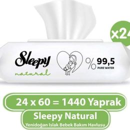 Sleepy 24x60'lı Natural Yenidoğan Islak Bebek Bakım Havlusu