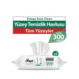 Sleepy 3x100'lü Easy Clean Beyaz Sabun Katkılı Yüzey Temizlik Havlusu