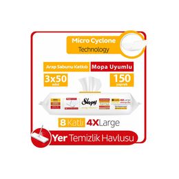 Sleepy 3x50 Easy Clean Arap Sabunu Katkılı Mopa Uyumlu Yer Temizlik Havlusu