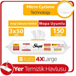 Sleepy 3x50 Easy Clean Arap Sabunu Katkılı Mopa Uyumlu Yer Temizlik Havlusu