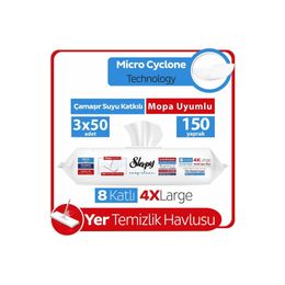 Sleepy 3x50 Easy Clean Çamaşır Suyu Katkılı Mopa Uyumlu Yer Temizlik Havlusu