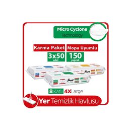 Sleepy 3x50 Easy Clean Çamaşır Suyu Katkılı Mopa Uyumlu Yer Temizlik Havlusu