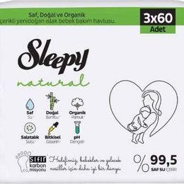Sleepy 3x60'lı Natural Yenidoğan Islak Havlu