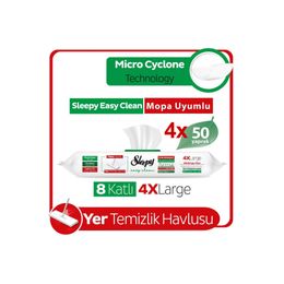 Sleepy 4x50 Yaprak Easy Clean Beyaz Sabun Katkılı Mopa Uyumlu Yer Temizlik Havlusu