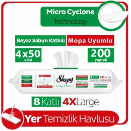 Sleepy 4x50 Yaprak Easy Clean Beyaz Sabun Katkılı Mopa Uyumlu Yer Temizlik Havlusu