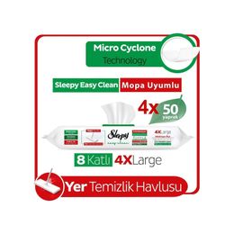 Sleepy 4x50 Yaprak Easy Clean Beyaz Sabun Katkılı Mopa Uyumlu Yer Temizlik Havlusu