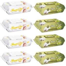 Sleepy 4x90'lı Sensitive + 4x90'lı Zeytinyağlı Islak Havlu