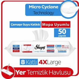 Sleepy 50 Yaprak Easy Clean Çamaşır Suyu Katkılı Mopa Uyumlu Yer Temizlik Havlusu