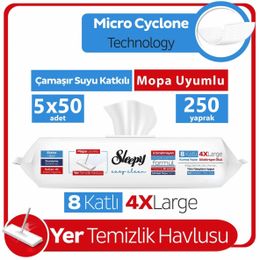 Sleepy 5x50 Yaprak Easy Clean Çamaşır Suyu Katkılı Mopa Uyumlu Yer Temizlik Havlusu