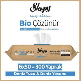 Sleepy 6x50 300 Yaprak Easy Clean Bio Çözünür Deniz Tuzu ve Deniz Yosunu Yüzey Temizlik Havlusu