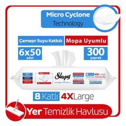 Sleepy 6x50 Easy Clean Çamaşır Suyu Katkılı Mopa Uyumlu Yer Temizlik Havlusu
