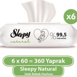 Sleepy 6x60'lı Natural Islak Bebek Havlusu