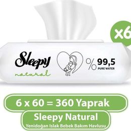 Sleepy 6x60'lı Natural Islak Bebek Havlusu