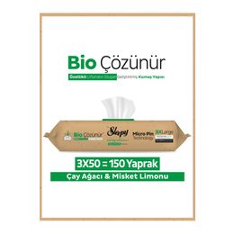 Sleepy Easy 3x50 150 Yaprak Clean Bio Çözünür Çay Ağacı ve Misket Limonu Yüzey Temizlik Havlusu